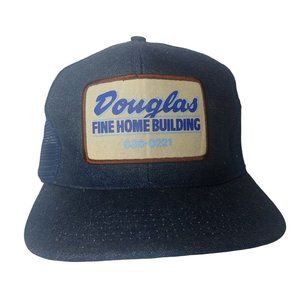 Vintage Douglas Home Building WV Denim Snap Back Mesh Trucker Cap EUC Patch Hat